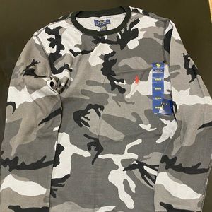 Polo ralph lauren black and grey camo thermal longsleeve shirt